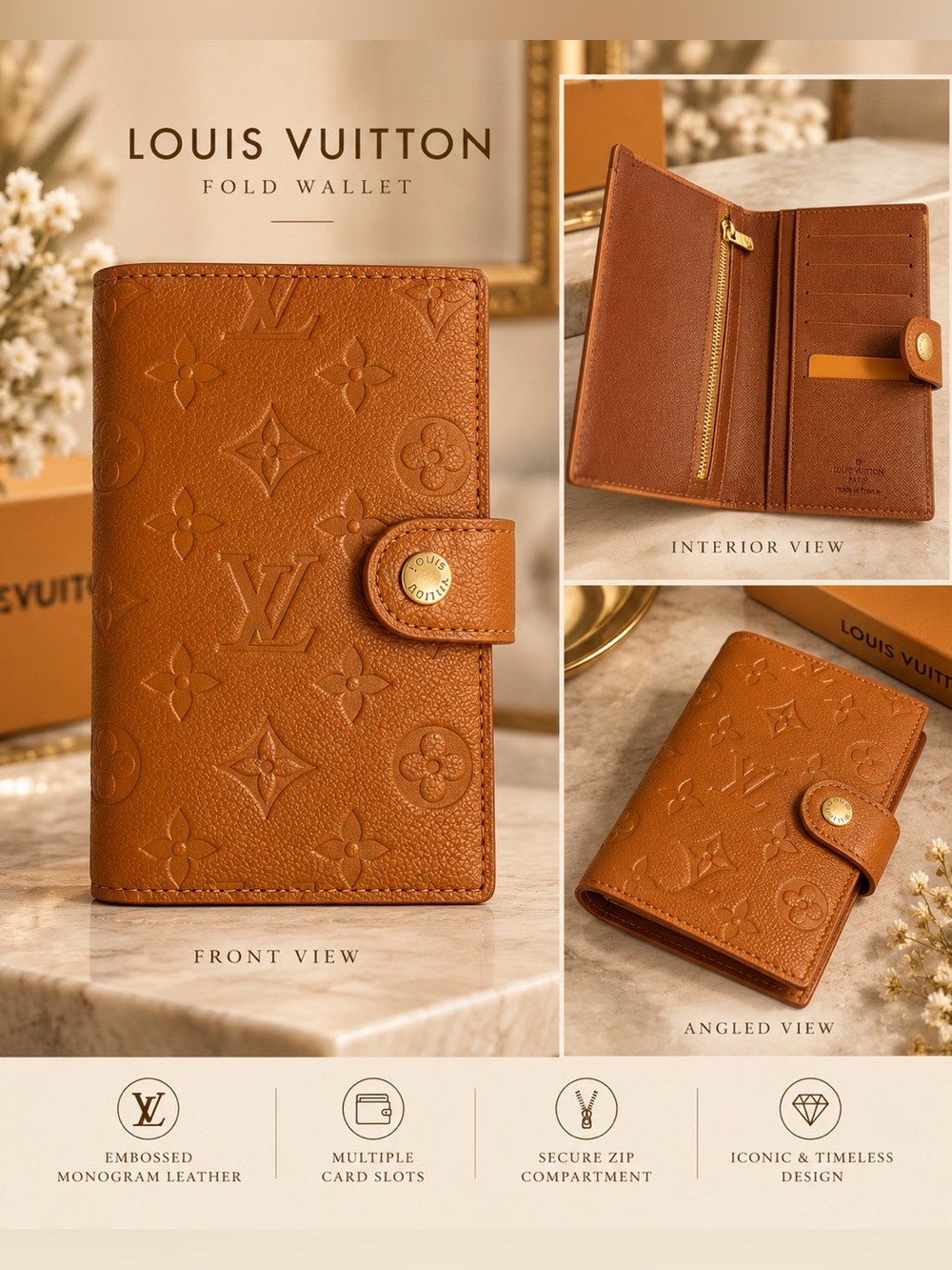 Monogram Long Fold Wallet